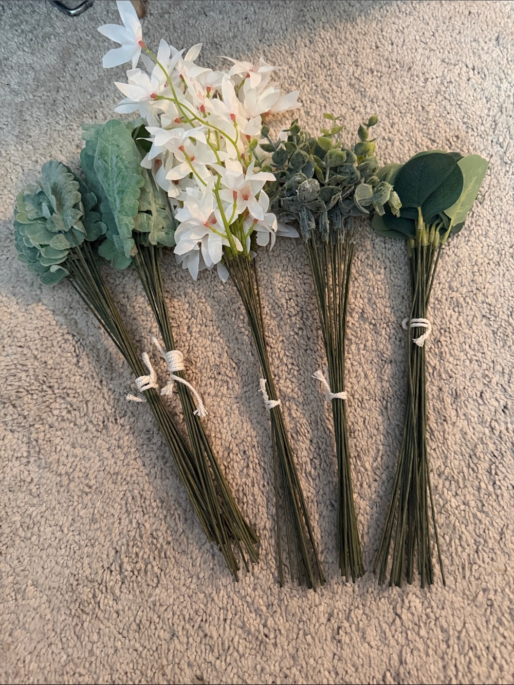 Mixed Green and White Faux Floral Stem Set for Home Décor